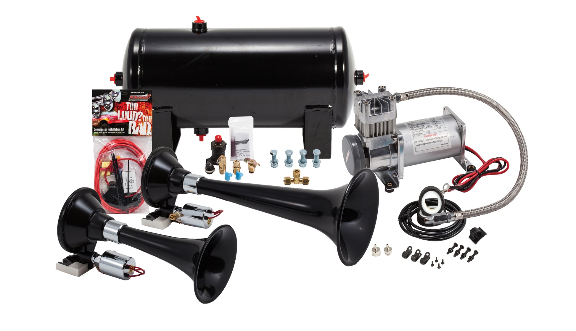 Black Dual Train Horn Kit by Kleinn Automotive Accessories