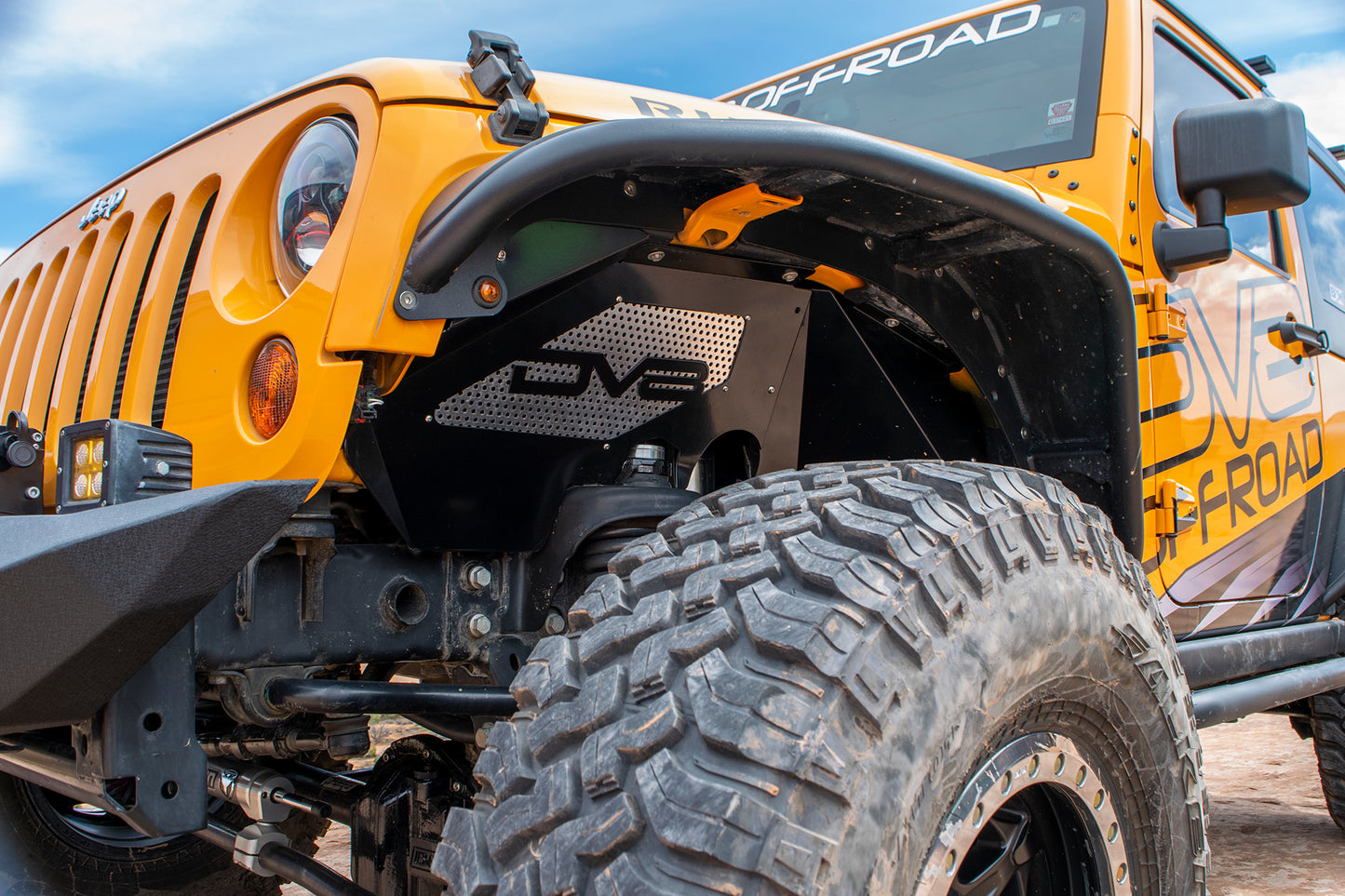 07-18 Jeep JK Inner Fender; Front; Black Finish by DV8 Offroad
