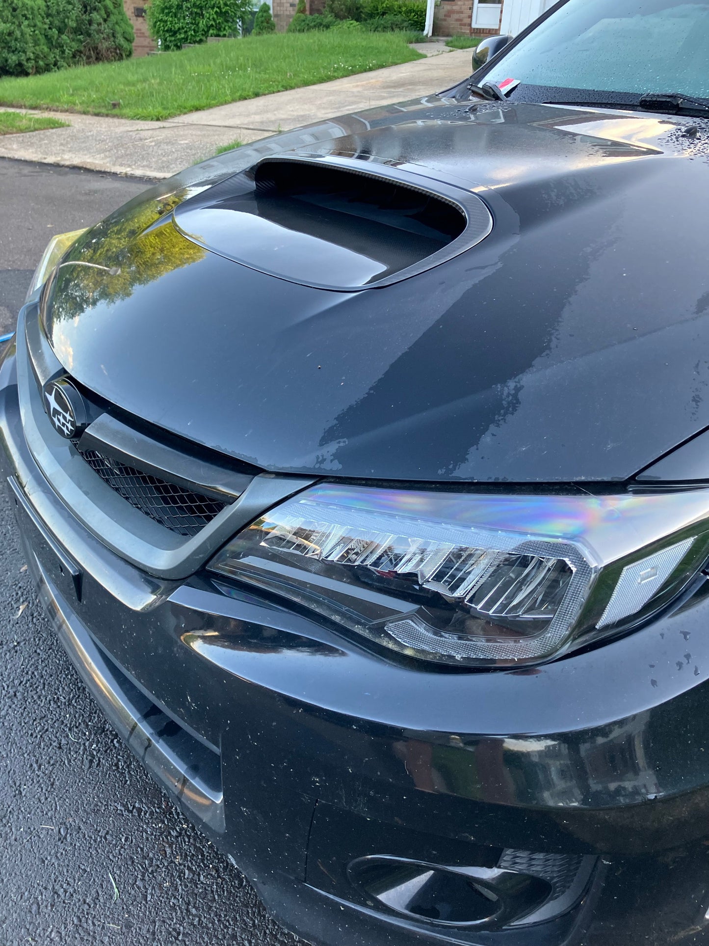 OLM LE Dry Carbon Fiber Hood Scoop Cover - 2010-2014 WRX / STI with Hood Scoop Cover by MYX Automotive