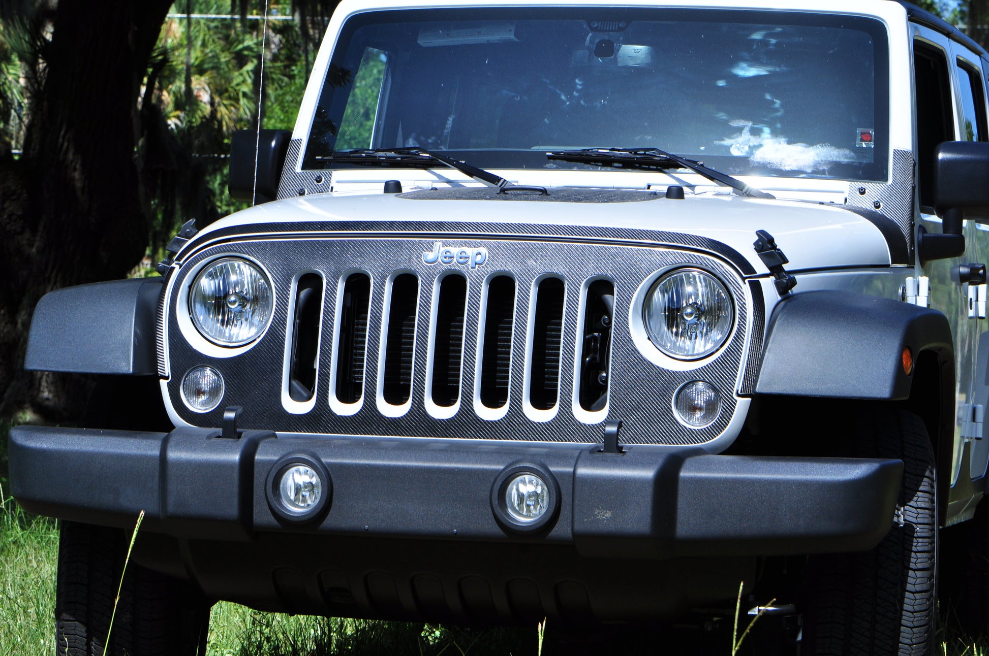 Front Grill Overlay Fits 2007-2018 Jeep Wrangler JK by Tufskinz.com
