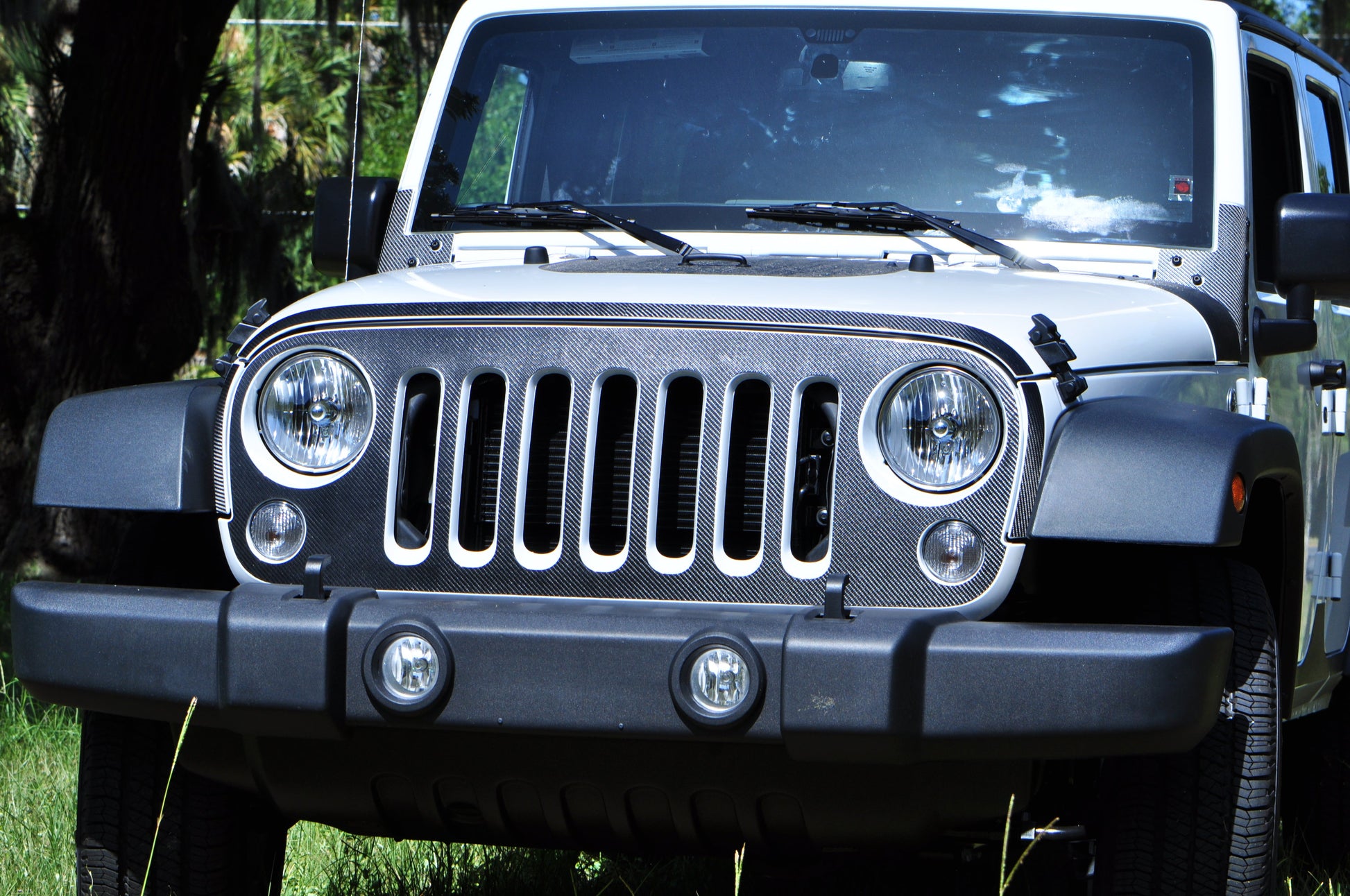 Front Grill Overlay Fits 2007-2018 Jeep Wrangler JK by Tufskinz.com