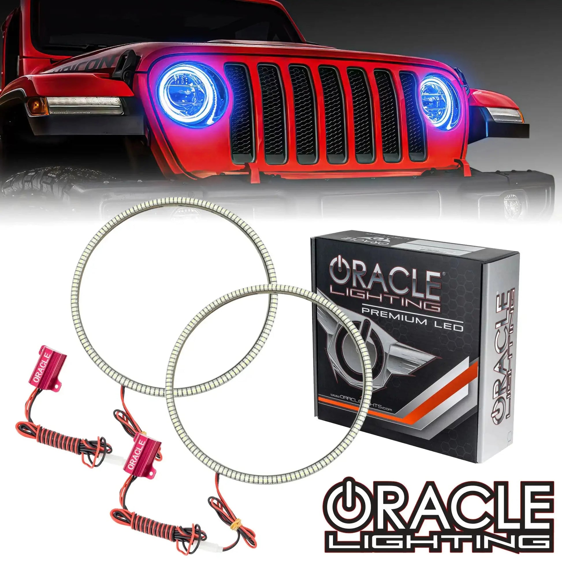ORACLE Lighting 2018-2025 Jeep Wrangler JL LED Headlight Surface Mount Halo Kit by ORACLE Lighting