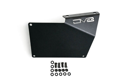 Front license plate relocation bracket places plate to the side of the bumper. by DV8 Offroad