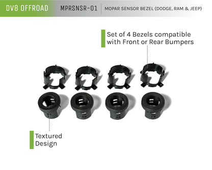 REPLACEMENT FRONT BEZEL AND REAR CLIP FOR MOPAR SENSORS (SENSORS NOT INCLUDED) by DV8 Offroad