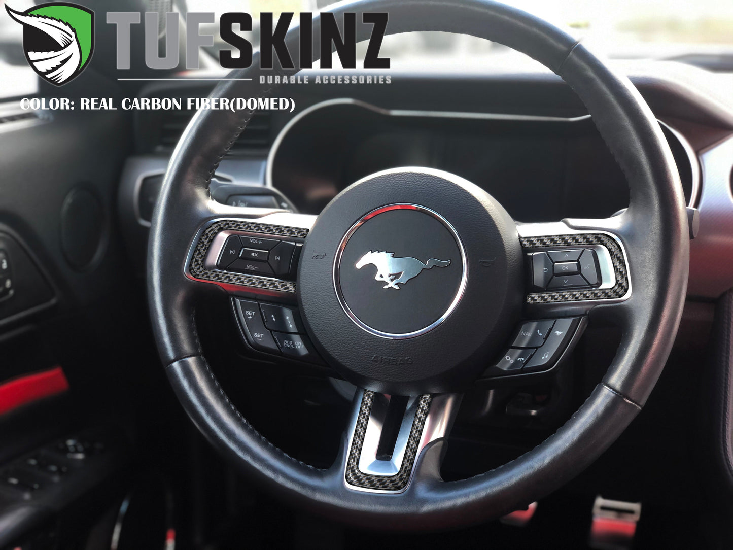 Steering Wheel Accent Trim Fits 2015-2023 Ford Mustang by Tufskinz.com
