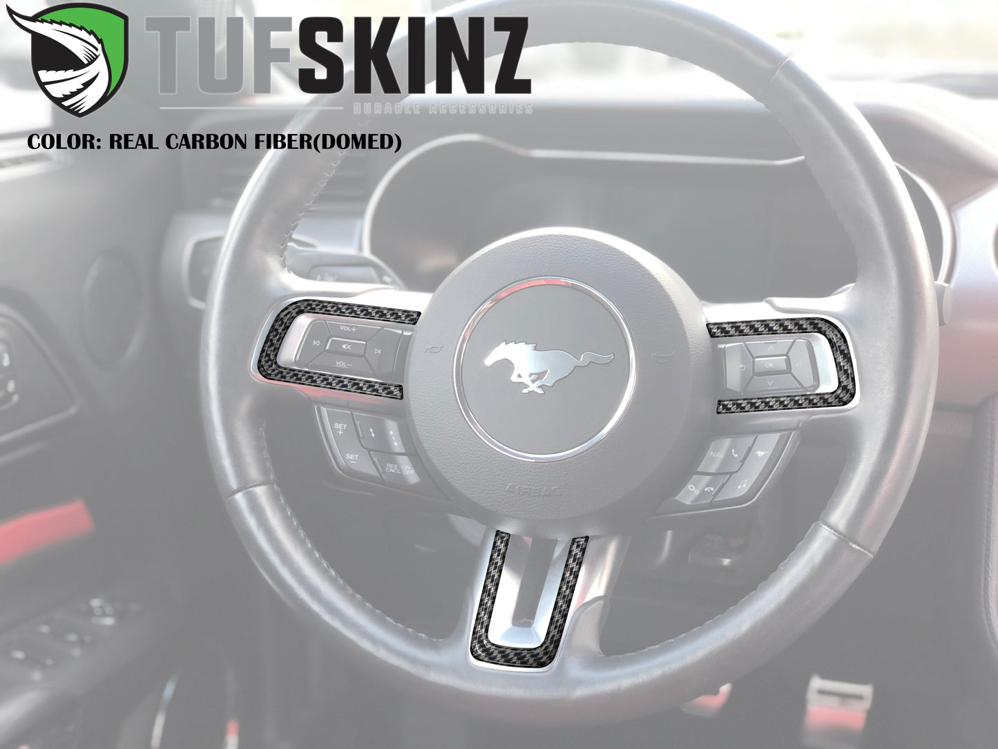 Steering Wheel Accent Trim Fits 2015-2023 Ford Mustang by Tufskinz.com