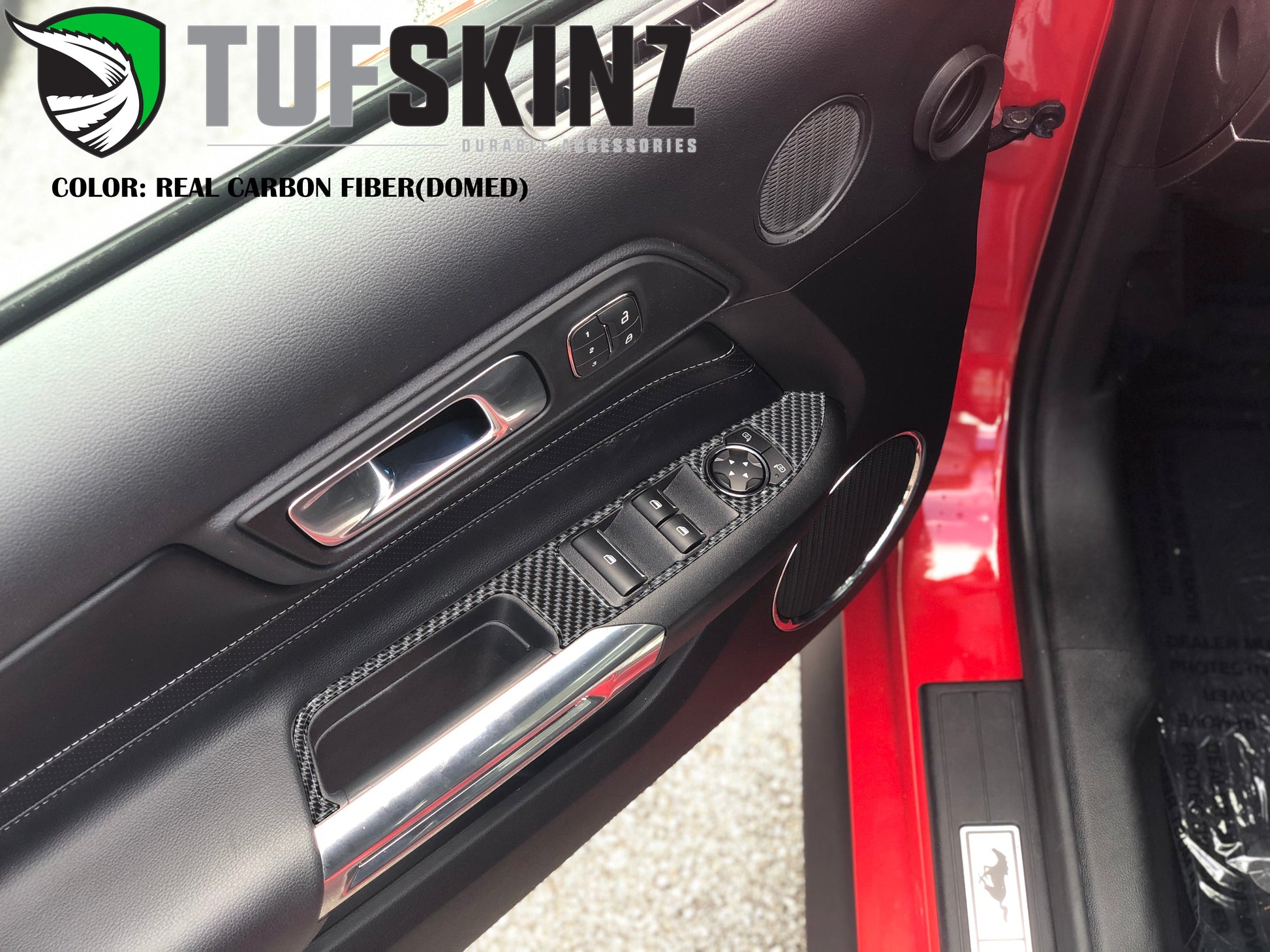 Door Switch Panel Accent Trim Fits 2015-2023 Ford Mustang by Tufskinz.com