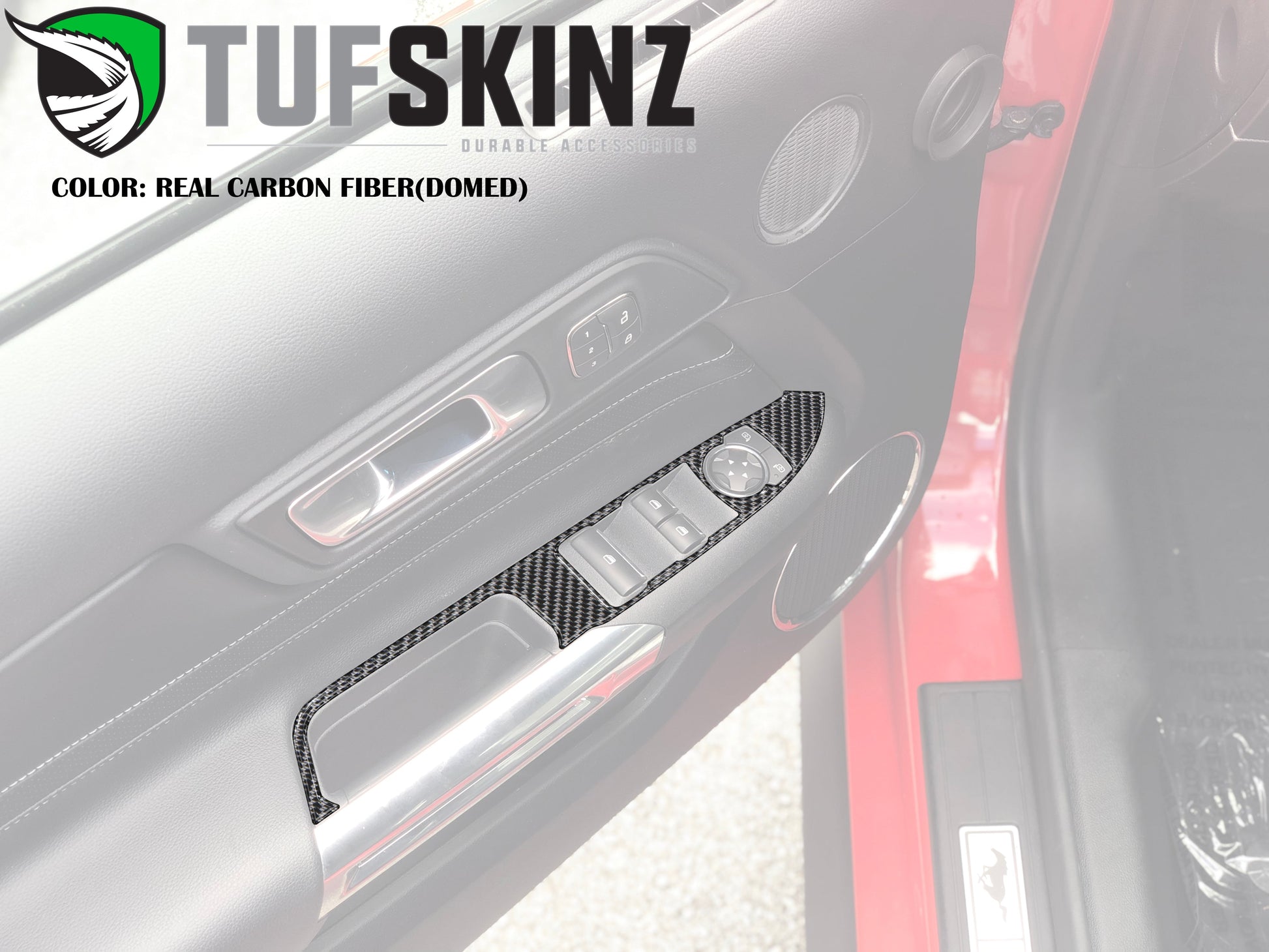 Door Switch Panel Accent Trim Fits 2015-2023 Ford Mustang by Tufskinz.com