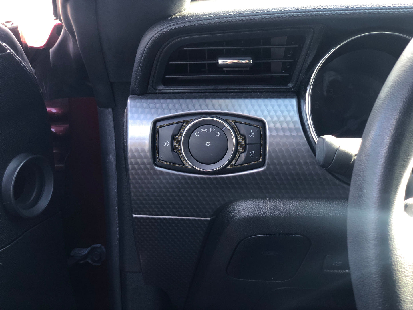 Headlight Switch Accent Trim Fits 2015-2023 Ford Mustang by Tufskinz.com