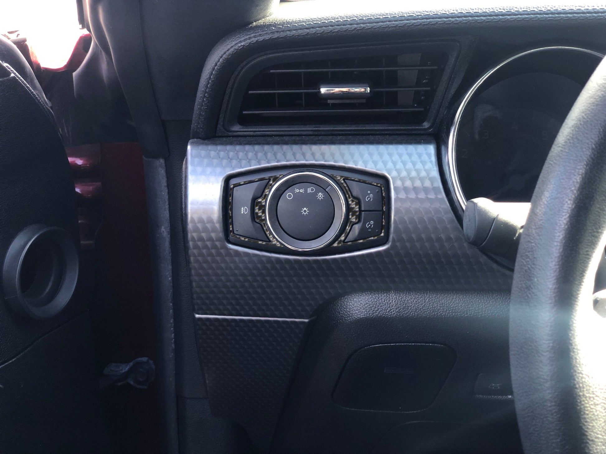 Headlight Switch Accent Trim Fits 2015-2023 Ford Mustang by Tufskinz.com