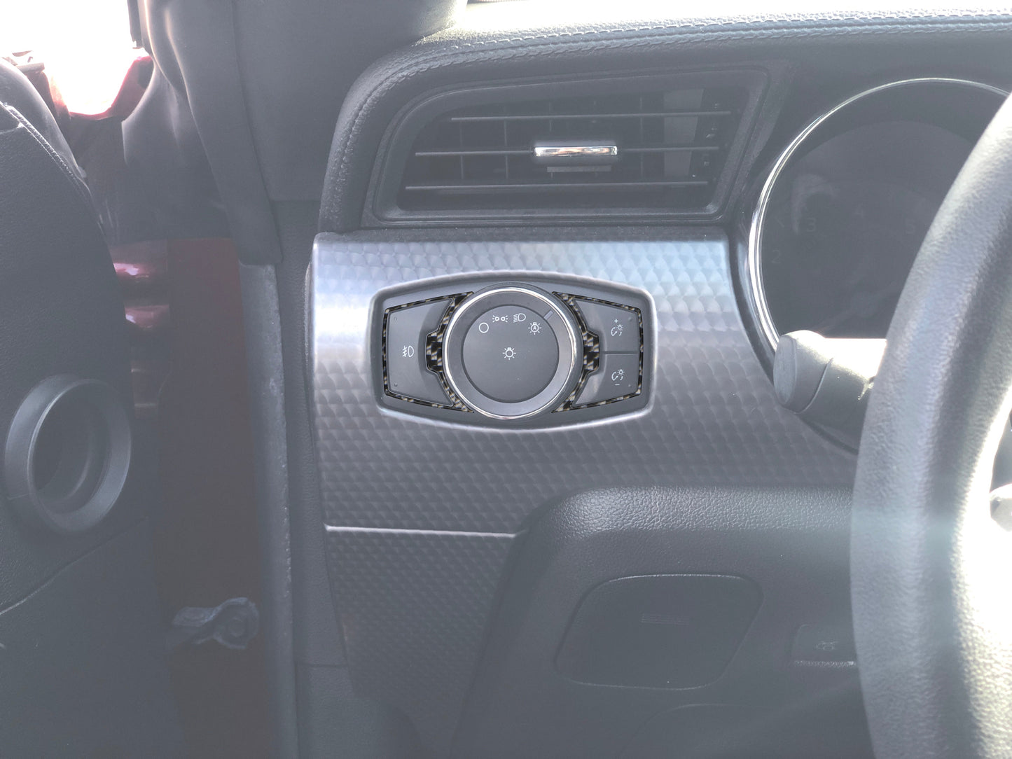 Headlight Switch Accent Trim Fits 2015-2023 Ford Mustang by Tufskinz.com