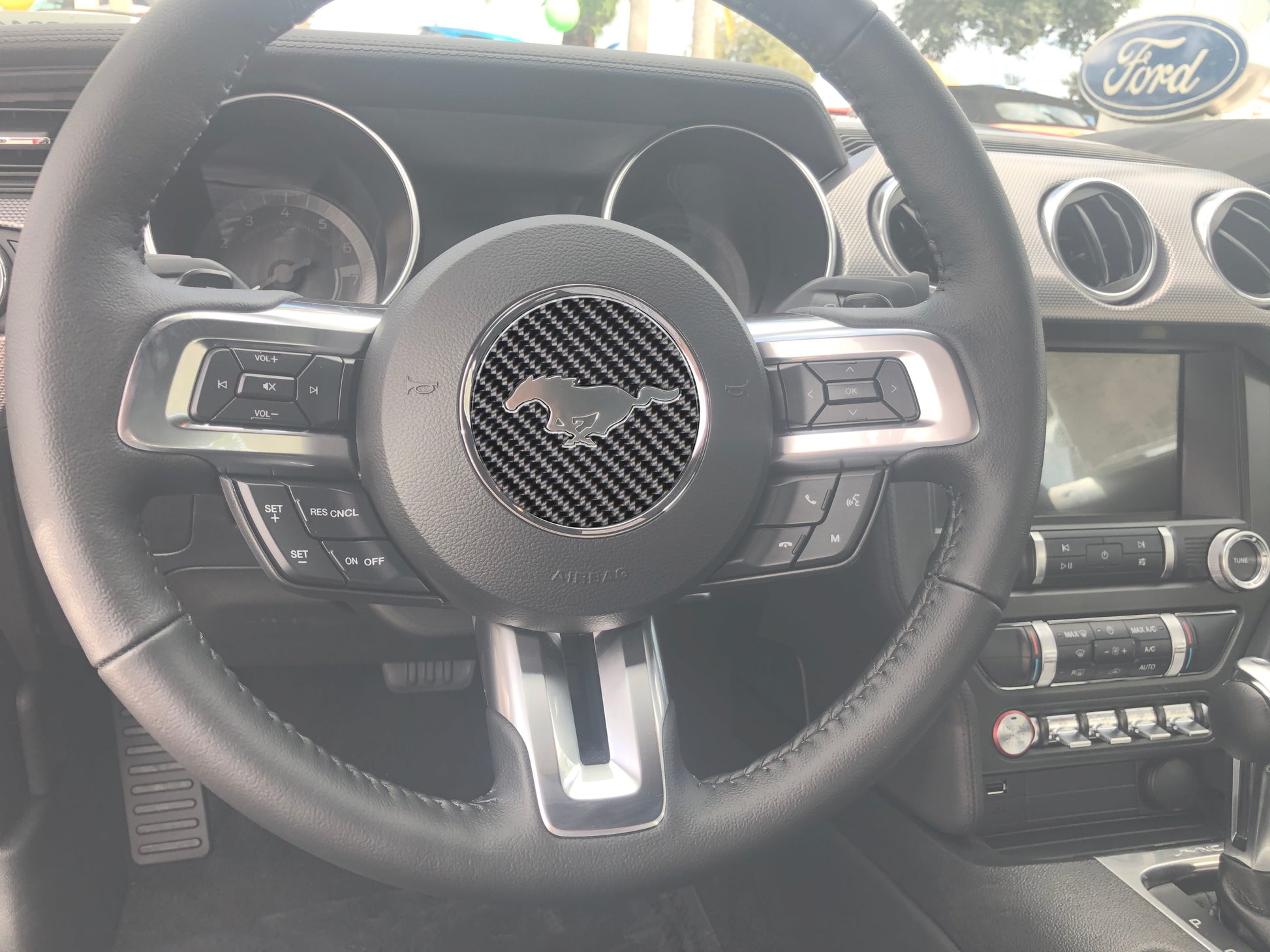 Steering Wheel Center Badge Accent Trim Fits 2015-2023 Ford Mustang by Tufskinz.com