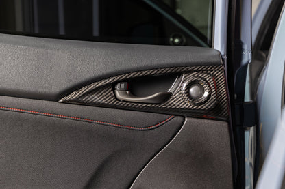 OLM LE Carbon Fiber Interior Door Handle Trim Covers (Full Set) - 2016 - 21 Honda Civic / 2017-21 Honda Civic Type R by MYX Automotive