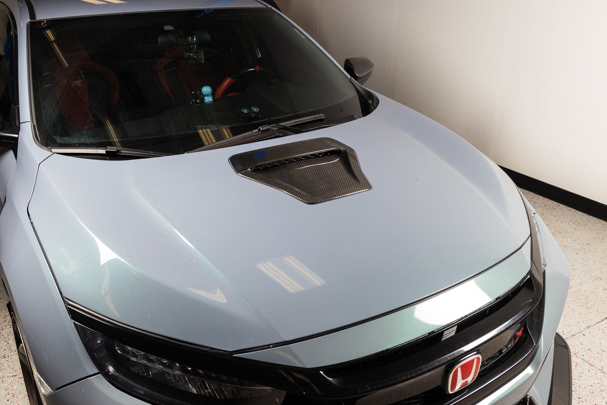 OLM LE Carbon Fiber Hood Scoop Cover - 2017 - 2021 Honda Civic Type R by MYX Automotive