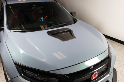 OLM LE Carbon Fiber Hood Scoop Cover - 2017 - 2021 Honda Civic Type R by MYX Automotive