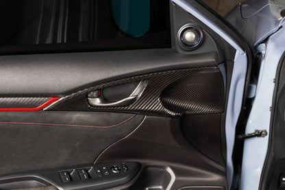 OLM LE Carbon Fiber Interior Door Handle Trim Covers (Full Set) - 2016 - 21 Honda Civic / 2017-21 Honda Civic Type R by MYX Automotive