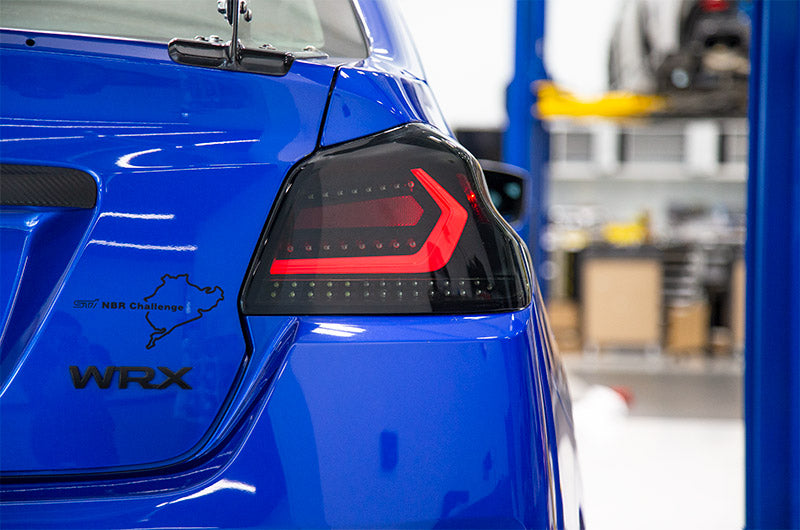 OLM Evolution Tail Lights (Smoked Lens, Black Base, White Bar) - 2015-2021 WRX / STI by MYX Automotive