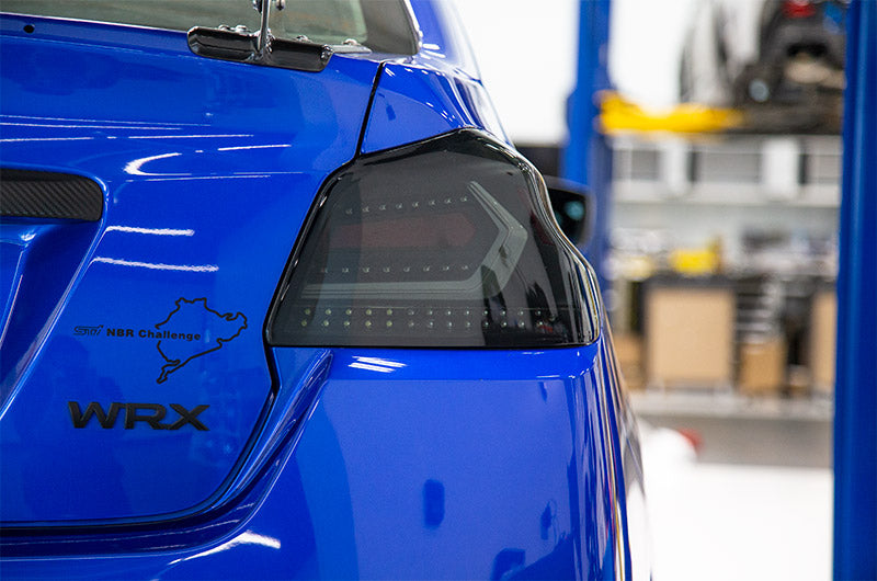 OLM Evolution Tail Lights (Smoked Lens, Black Base, White Bar) - 2015-2021 WRX / STI by MYX Automotive