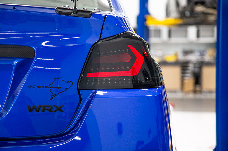 OLM Evolution Tail Lights (Smoked Lens, Black Base, Red Bar) - 2015-2021 WRX / STI by MYX Automotive
