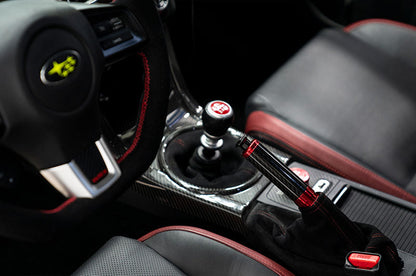 OLM Signature Series Ebrake Handle (Black Carbon w/Red) - 2015-2021 WRX & STI / 2013-2022 FR-S / BRZ / 86 / 2014-2018 Forester / 2013+ *Crosstrek by OLM