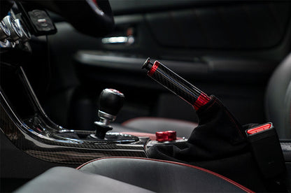 OLM Signature Series Ebrake Handle (Black Carbon w/Red) - 2015-2021 WRX & STI / 2013-2022 FR-S / BRZ / 86 / 2014-2018 Forester / 2013+ *Crosstrek by OLM