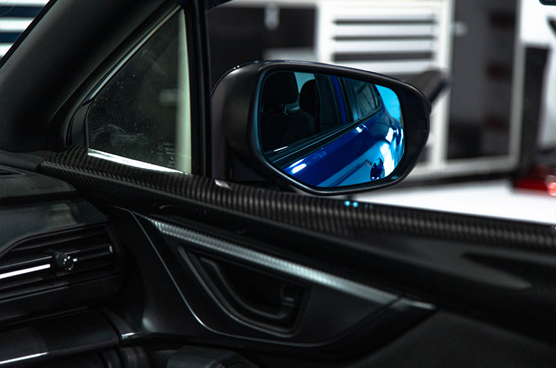 OLM Wide Angle Convex Mirrors w/ Turn Signals / Defrosters (Blue) - Subaru WRX 2022+ by OLM