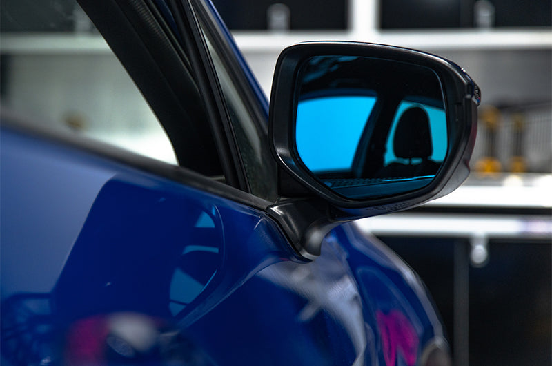 OLM Wide Angle Convex Mirrors w/ Turn Signals / Defrosters (Blue) - Subaru WRX 2022+ by OLM