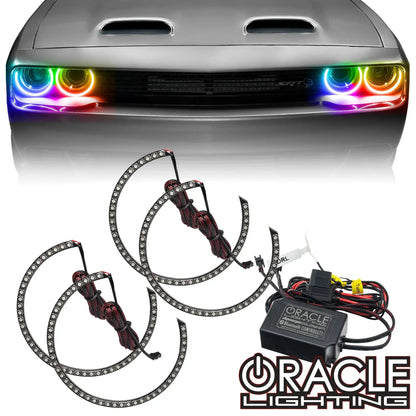 ORACLE Lighting 2015-2023 Dodge Challenger Dynamic ColorSHIFT Headlight Halo Kit - Surface Mount by ORACLE Lighting