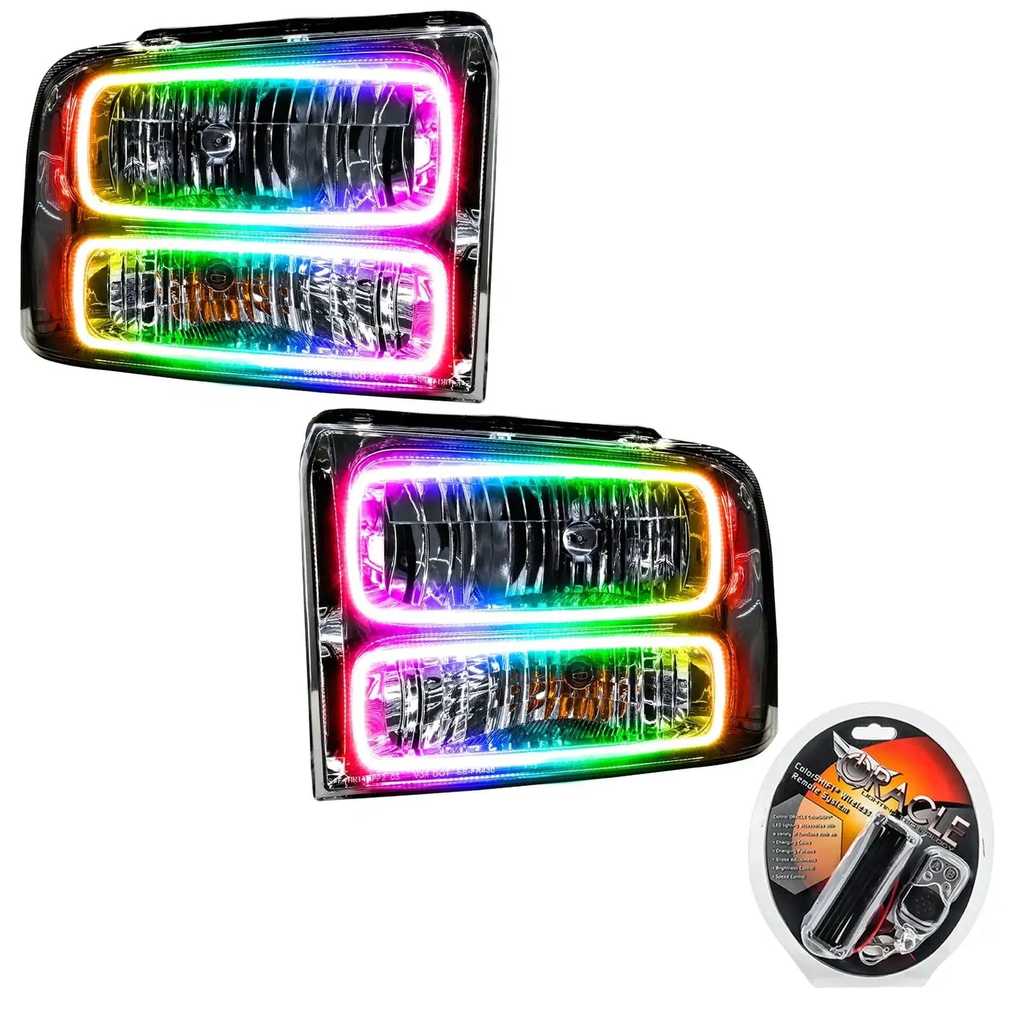 ORACLE Lighting 2005-2007 Ford F-250/F-350 Super Duty Pre-Assembled Halo Headlights - Chrome Housing by ORACLE Lighting