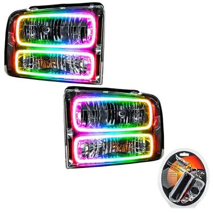 ORACLE Lighting 2005-2007 Ford F-250/F-350 Super Duty Pre-Assembled Halo Headlights - Chrome Housing by ORACLE Lighting