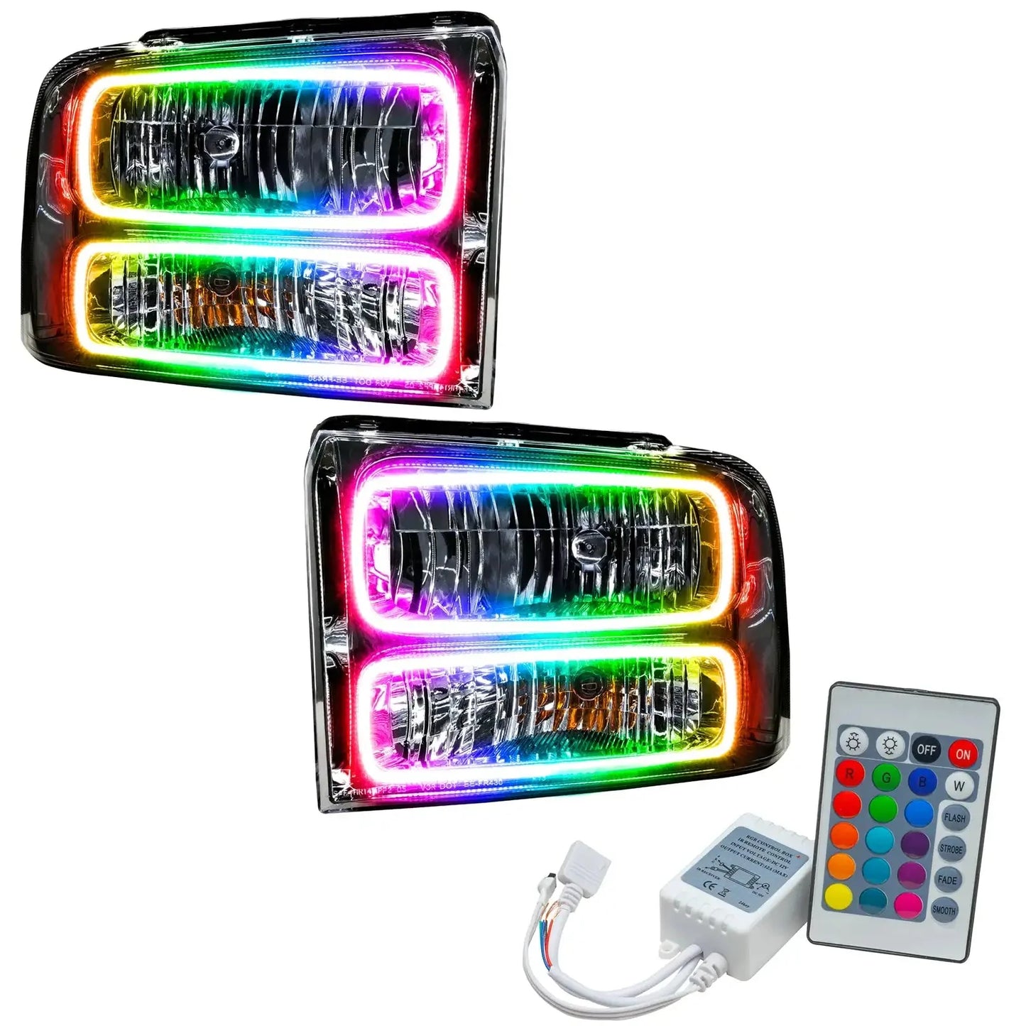 ORACLE Lighting 2005-2007 Ford F-250/F-350 Super Duty Pre-Assembled Halo Headlights - Chrome Housing by ORACLE Lighting
