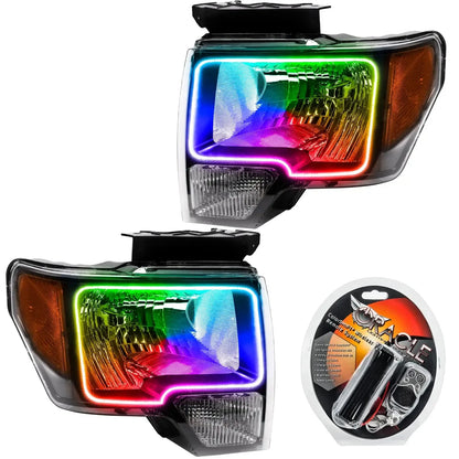 ORACLE Lighting 2009-2014 Ford F-150 Pre-Assembled Halo Headlights - Non HID - Chrome Housing by ORACLE Lighting