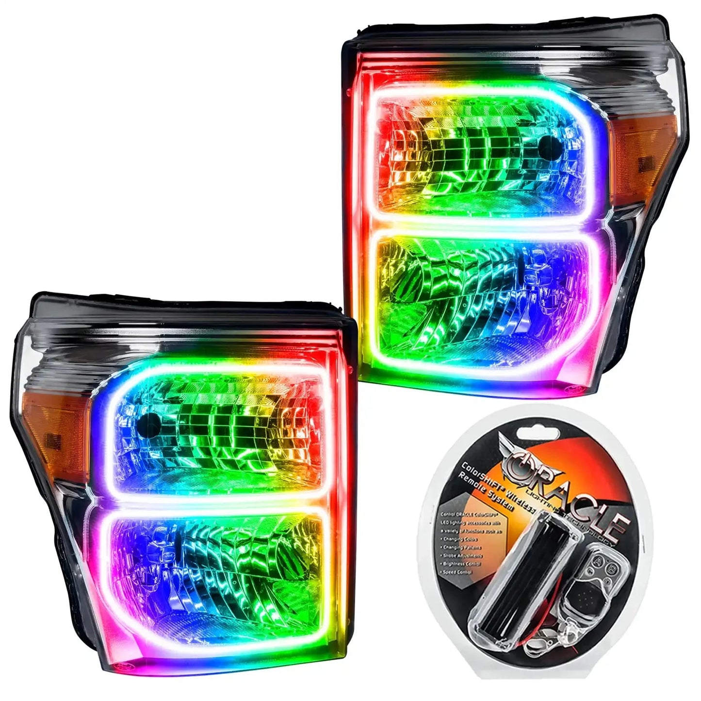 ORACLE Lighting 2011-2016 Ford F-250/F-350 Super Duty Pre-Assembled Halo Headlights - Chrome Housing by ORACLE Lighting