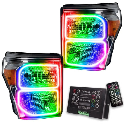 ORACLE Lighting 2011-2016 Ford F-250/F-350 Super Duty Pre-Assembled Halo Headlights - Chrome Housing by ORACLE Lighting