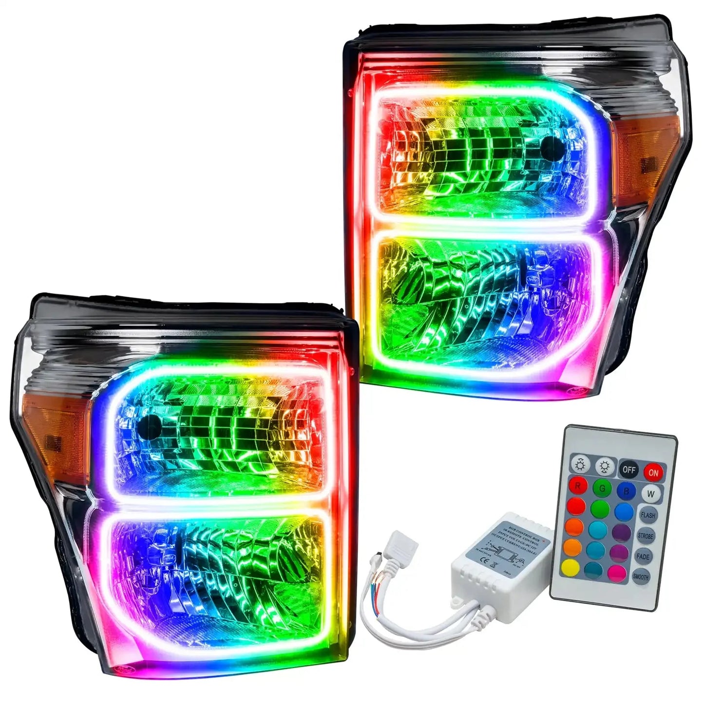 ORACLE Lighting 2011-2016 Ford F-250/F-350 Super Duty Pre-Assembled Halo Headlights - Chrome Housing by ORACLE Lighting
