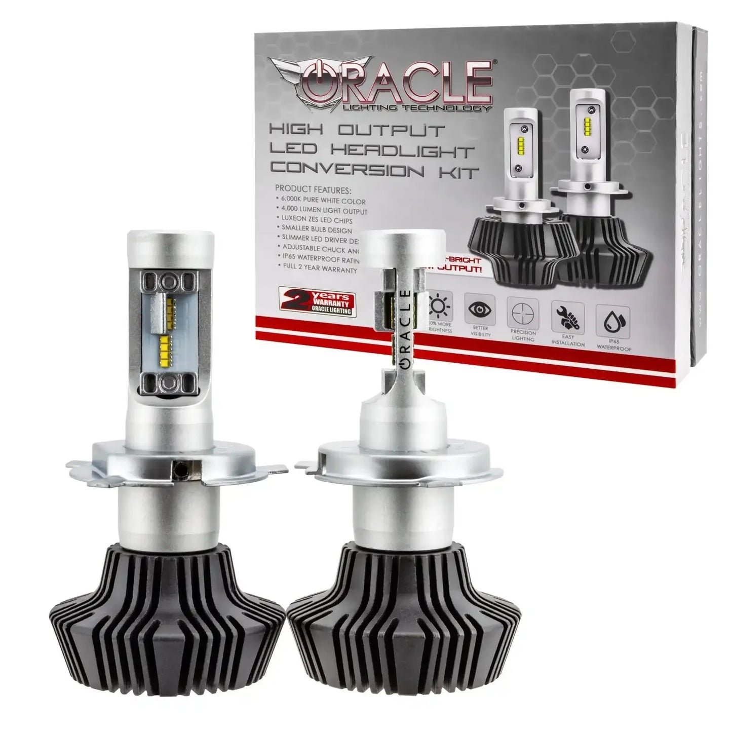 ORACLE Lighting H4 - 4,000+ Lumen LED Light Bulb Conversion Kit High/Low Beam (Projector) by ORACLE Lighting