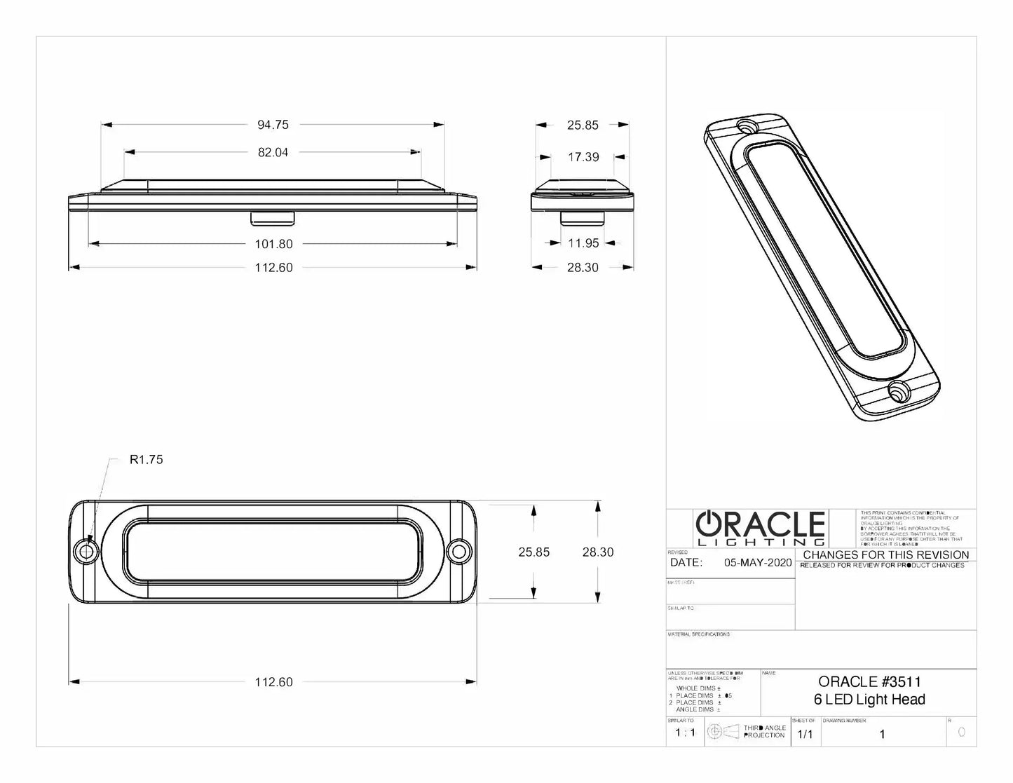 ORACLE Lighting 6 LED Slim Strobe Light- Flush Lighthead by ORACLE Lighting