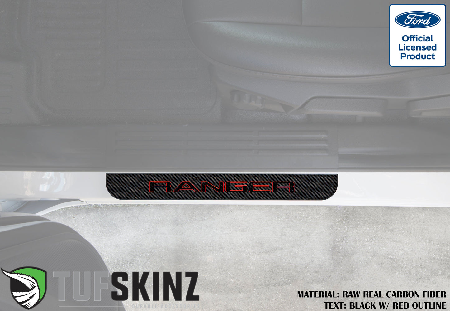 Door Sill Protection Overlays (Domed) 2019-2023 Ford Ranger by Tufskinz.com