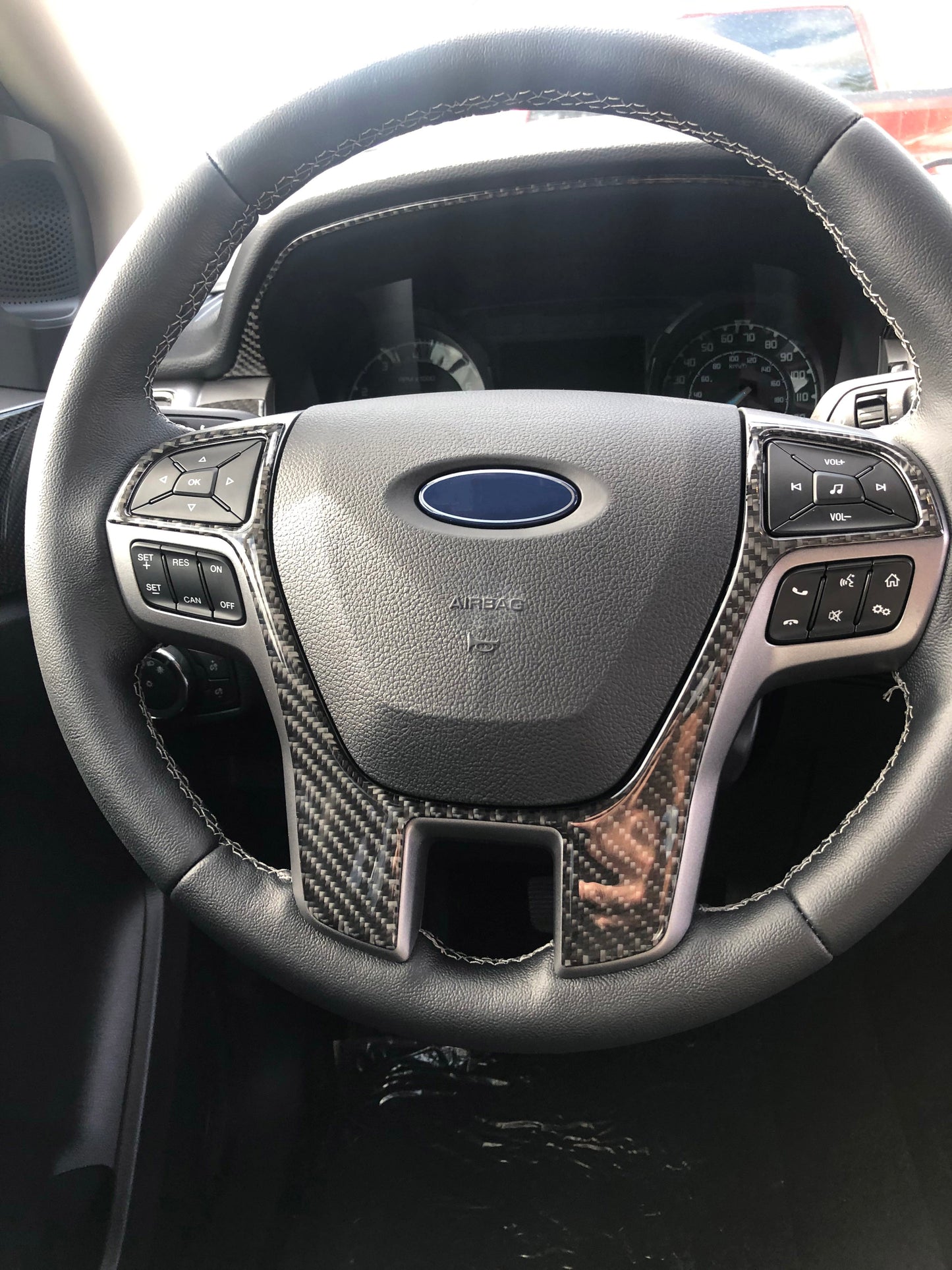 Steering Wheel Accent Overlay Fits 2019-2023 Ford Ranger by Tufskinz.com