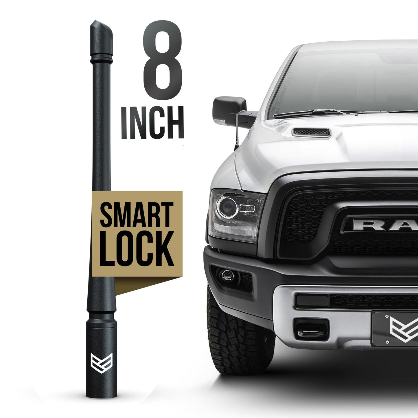 SMARTLOCK™ SHORT FLEXIBLE ANTENNA 8 INCH FOR DODGE RAM (NEW!) by Ronin Factory