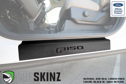 Door Sill Protection Overlays (Real Carbon Fiber) Fits 2015-2020 Ford F-150 by Tufskinz.com