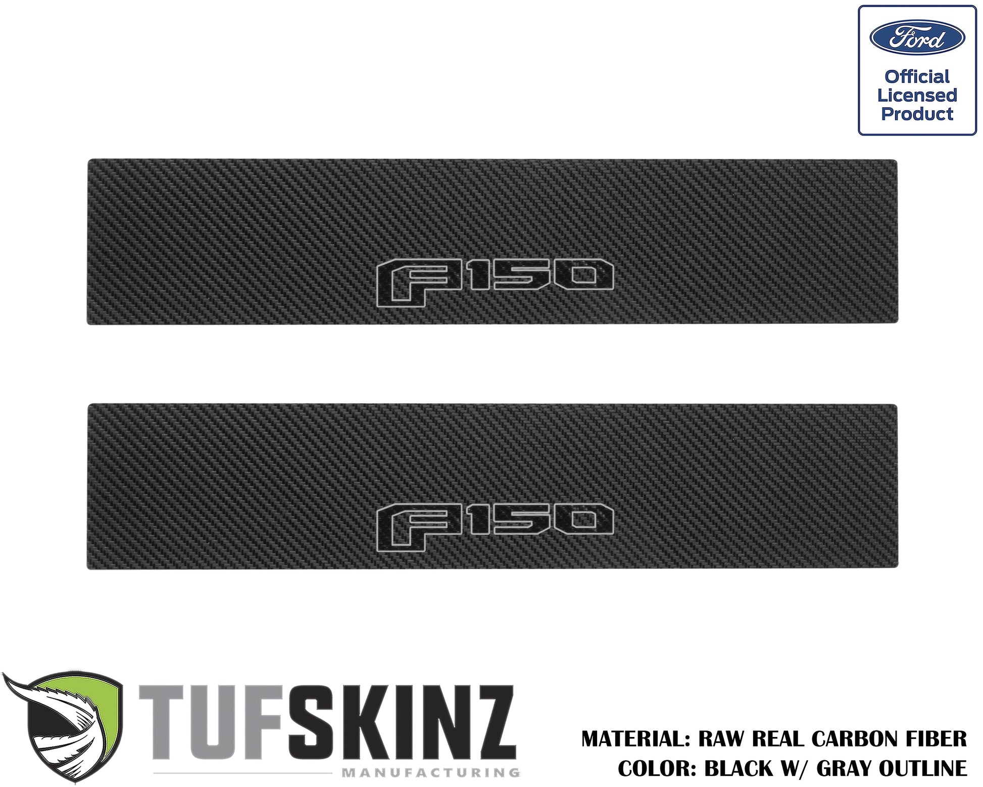 Door Sill Protection Overlays (Real Carbon Fiber) Fits 2015-2020 Ford F-150 by Tufskinz.com