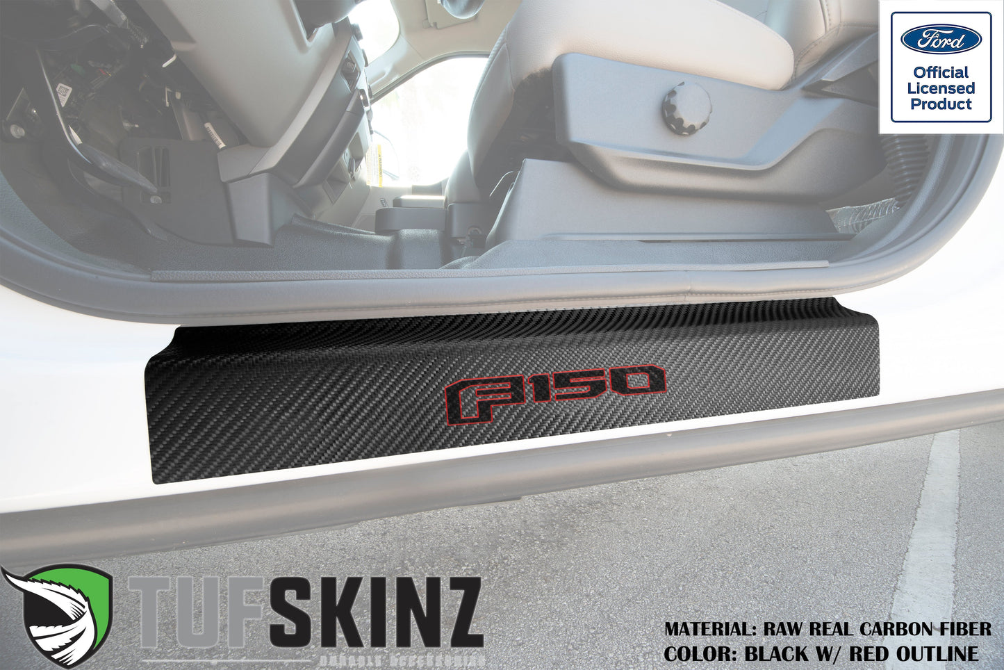 Door Sill Protection Overlays (Real Carbon Fiber) Fits 2015-2020 Ford F-150 by Tufskinz.com