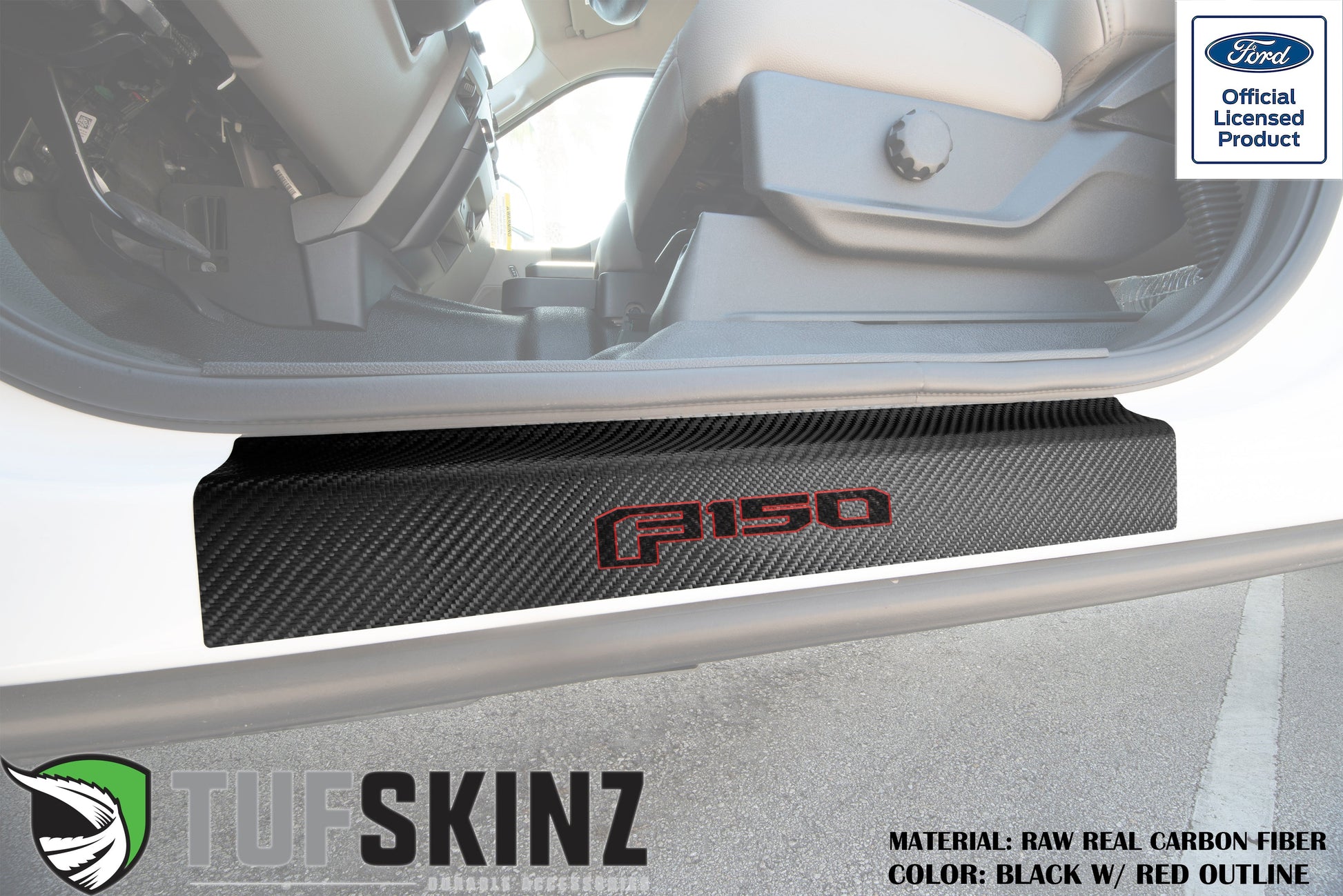 Door Sill Protection Overlays (Real Carbon Fiber) Fits 2015-2020 Ford F-150 by Tufskinz.com