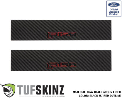 Door Sill Protection Overlays (Real Carbon Fiber) Fits 2015-2020 Ford F-150 by Tufskinz.com
