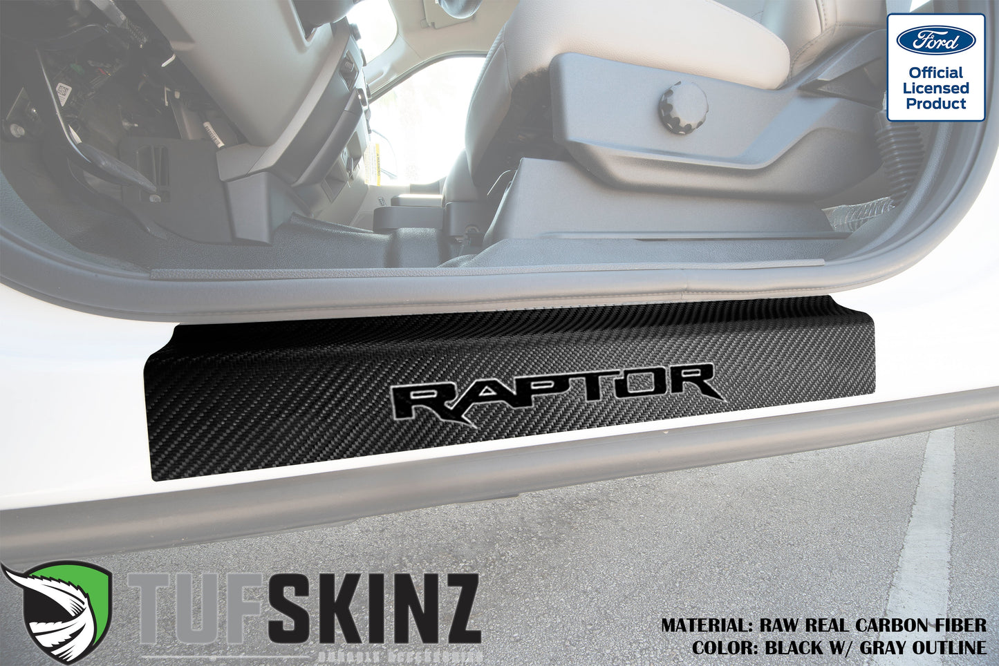 Door Sill Protection Overlays (Real Carbon Fiber) Fits 2015-2020 Ford F-150 by Tufskinz.com