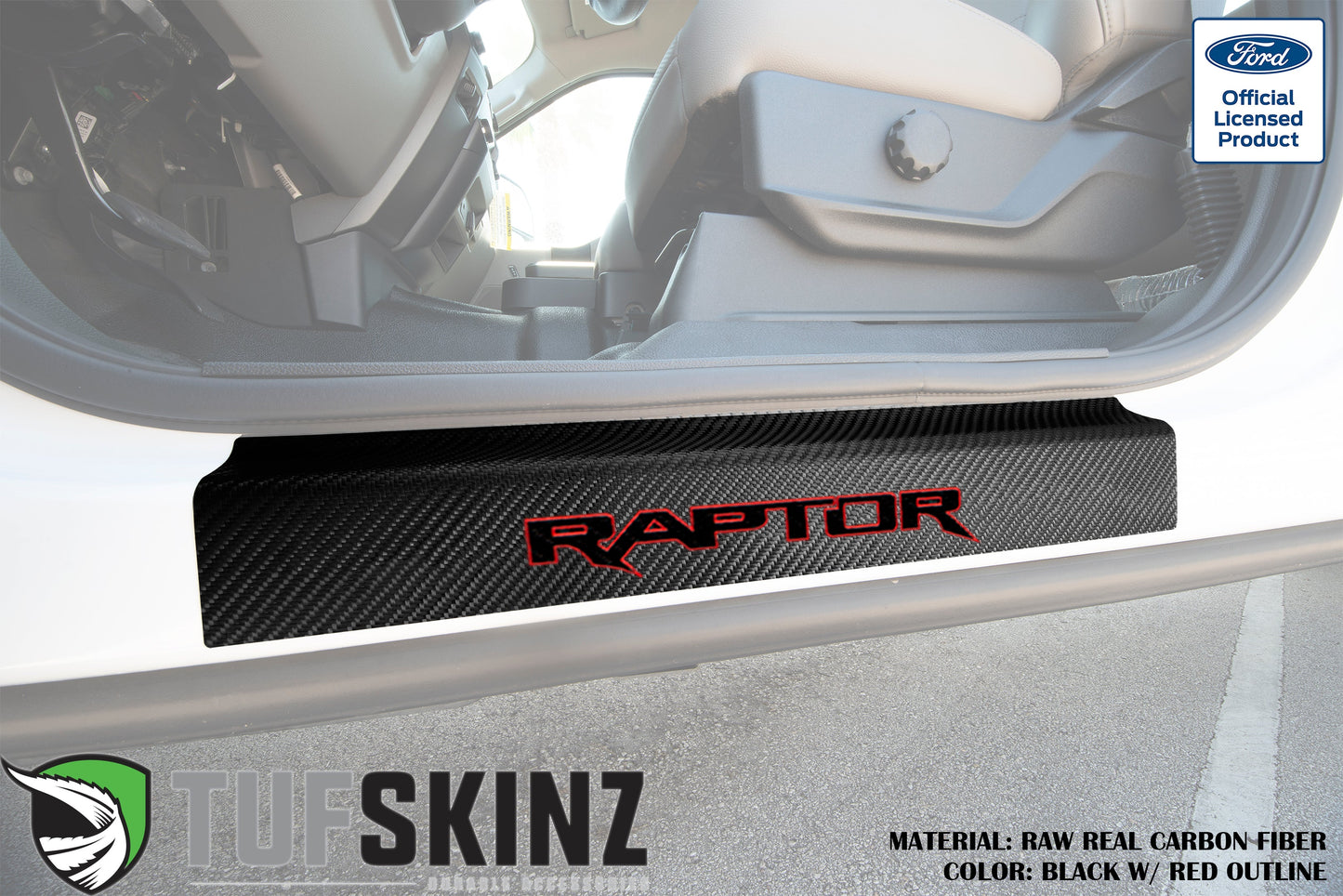 Door Sill Protection Overlays (Real Carbon Fiber) Fits 2015-2020 Ford F-150 by Tufskinz.com