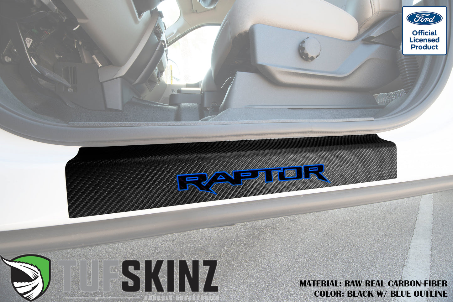 Door Sill Protection Overlays (Real Carbon Fiber) Fits 2015-2020 Ford F-150 by Tufskinz.com