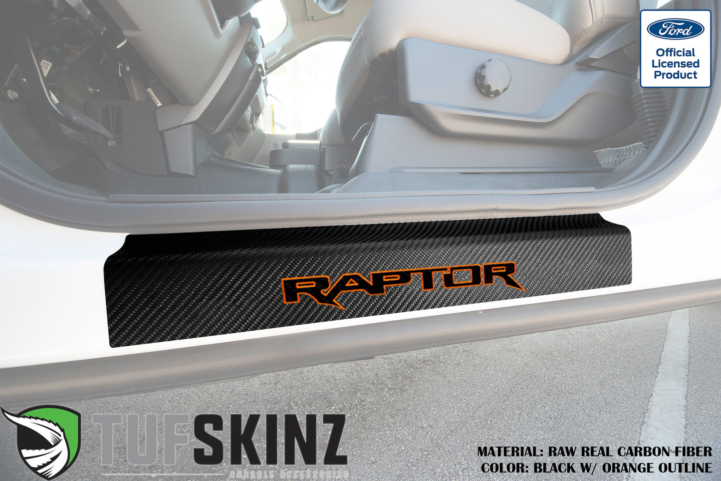 Door Sill Protection Overlays (Real Carbon Fiber) Fits 2015-2020 Ford F-150 by Tufskinz.com