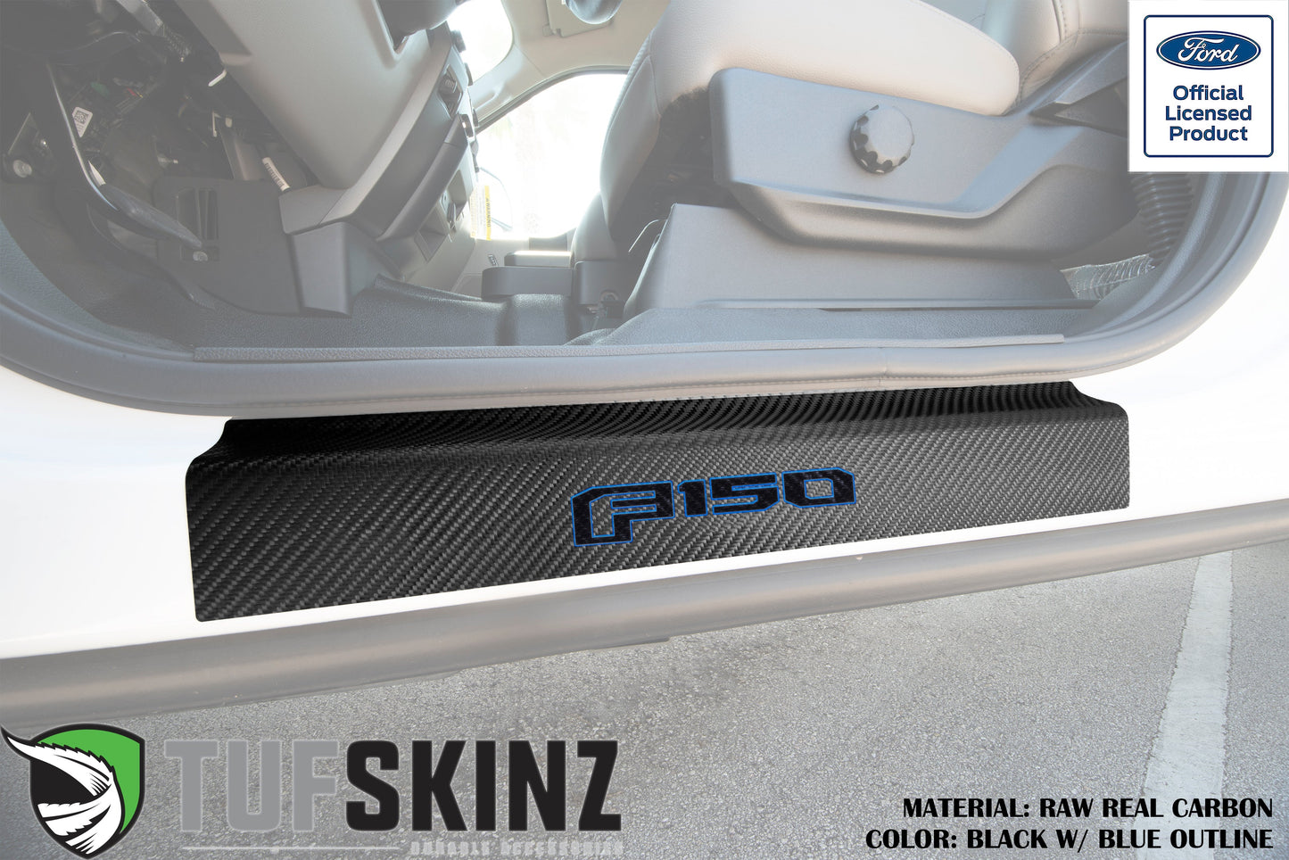 Door Sill Protection Overlays (Real Carbon Fiber) Fits 2015-2020 Ford F-150 by Tufskinz.com
